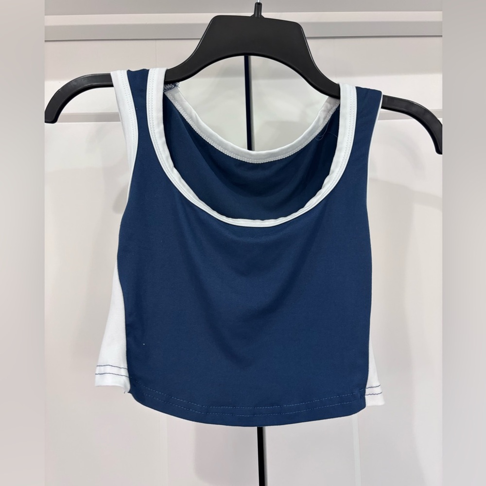 SHEIN Navy and White Athletic Crop Tank